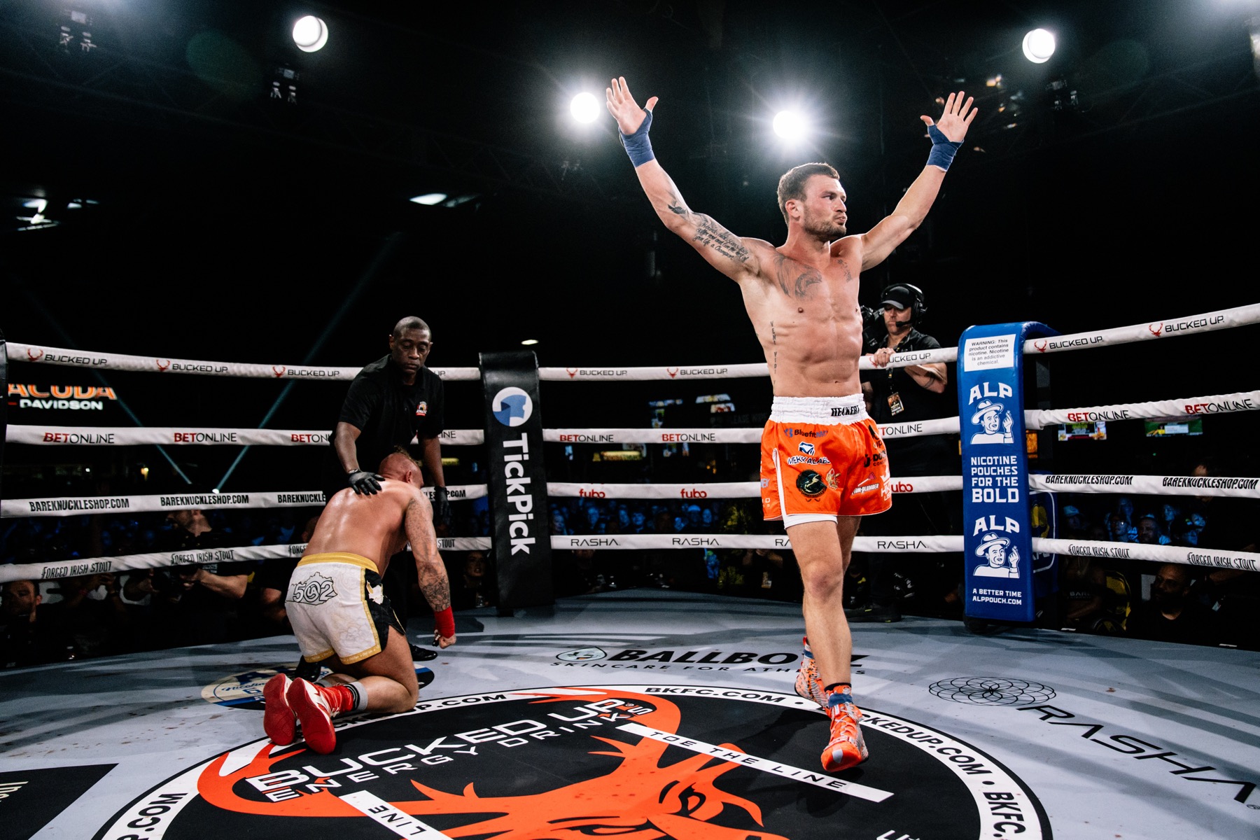 Mike Heckert celebrates after a first-round knockout win at BKFC Clearwater