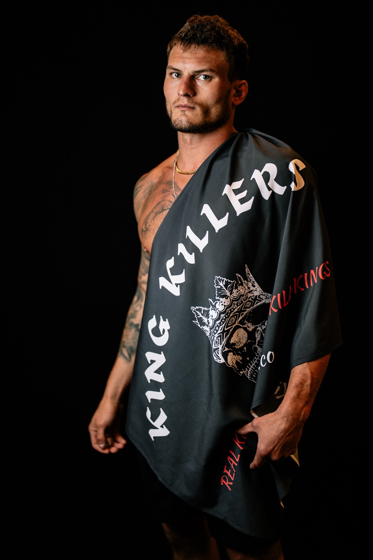 Mike Heckert wearing King Killers apparel in a studio portrait